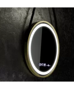 Oglinda LED Touch Fily 60x60 cm Senzor Sistem Dezaburire si Ceas Rama Aurie Oglinda LED Touch Fily 60x60 cm Senzor Sistem Dezaburire si Ceas Rama Aurie