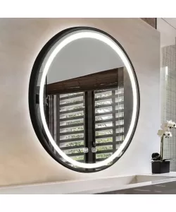 Oglinda LED Touch Hanz Sistem Dezaburire Rama Neagra 60x60cm Colectia Korman Technik