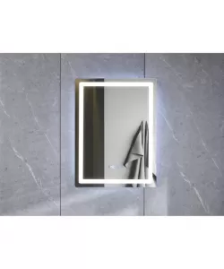 Oglinda LED Touch cu Sistem Dezaburire si Ceas, 80x60cm Oglinda LED Touch cu Sistem Dezaburire si Ceas, 80x60cm