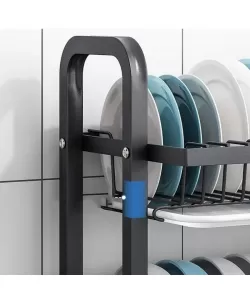 Organizator pentru Uscat Vasele 2 Nivele Negru