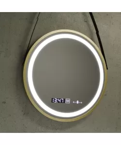 Oglinda LED Touch Fily 60x60 cm Senzor Sistem Dezaburire si Ceas Rama Aurie Oglinda LED Touch Fily 60x60 cm Senzor Sistem Dezaburire si Ceas Rama Aurie