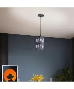 Pendul Diego, 1*E27, Negru, Metal si Cristal, SJ029/3BKS