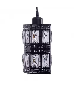 Pendul Diego, 1*E27, Negru, Metal si Cristal, SJ029/3BKS