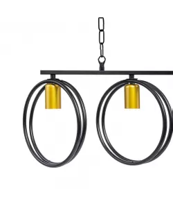 Pendul Doria, 4*E27, Negru cu Auriu, Metal si Sfoara, TG0018/4