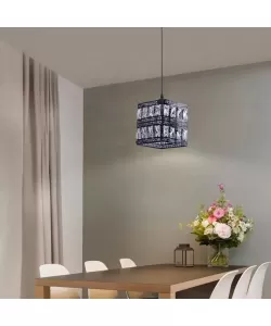 Pendul Eusebiu, 1*E27, Negru, Metal si Cristal, SJ029/3BKL