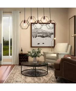 Pendul Fagure, 5*E27, Negru, Metal, 4512/5