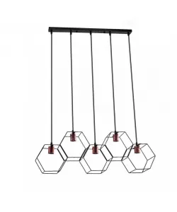 Pendul Fagure, 5*E27, Negru, Metal, 4512/5