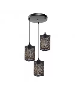 Pendul Izaria, 3*E27, Negru cu Auriu, Metal Pendul Izaria, 3*E27, Negru cu Auriu, Metal