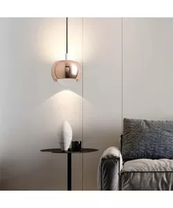 Pendul LED Abeus, 12W, Sticla, Auriu Rose