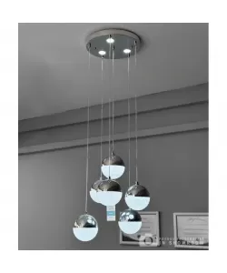 Pendul LED Jeremias cu Telecomanda, 63W, 2.4GHz, Dimabila, Metal, Crom