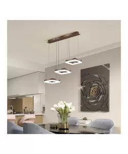 Pendul LED Trinitis cu Telecomanda, 100W, Lumina Rece/Calda/Neutra, Dimabil, Maro