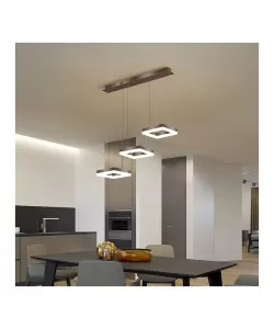 Pendul LED Trinitis cu Telecomanda, 100W, Lumina Rece/Calda/Neutra, Dimabil, Maro