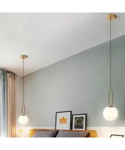 Pendul Marshall 1x E27 Alb Auriu