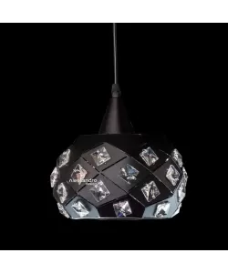 Pendul Milan, 1*E27, Negru, Metal si Cristal