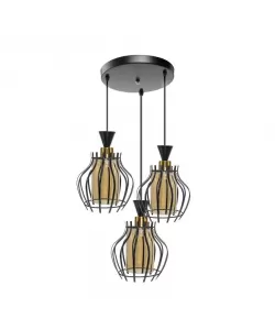 Pendul Monada, 3*E27, Negru, Metal si Sticla, 3969/3