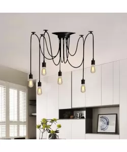 Pendul Paianjen 6*E27, Negru, Metal