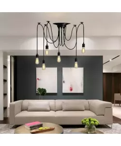 Pendul Paianjen 6*E27, Negru, Metal