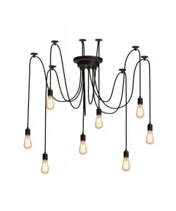 Pendul Paianjen 8*E27, Negru, Metal, 743/8