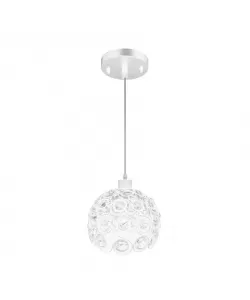 Pendul Soaresis, 1*E27, Alb, Metal si Cristal