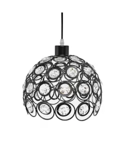 Pendul Soaresis, 1*E27, Negru, Metal si Cristal