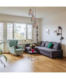 Pendul Tudor, 3*E27, Negru, Metal si Sticla, 4723/3