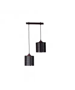 Pendul Vegas, 2*E27, Maro, Lemn si Sticla