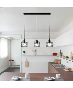 Pendul Vladimir, 3*E27, Negru, Metal, 6060/3