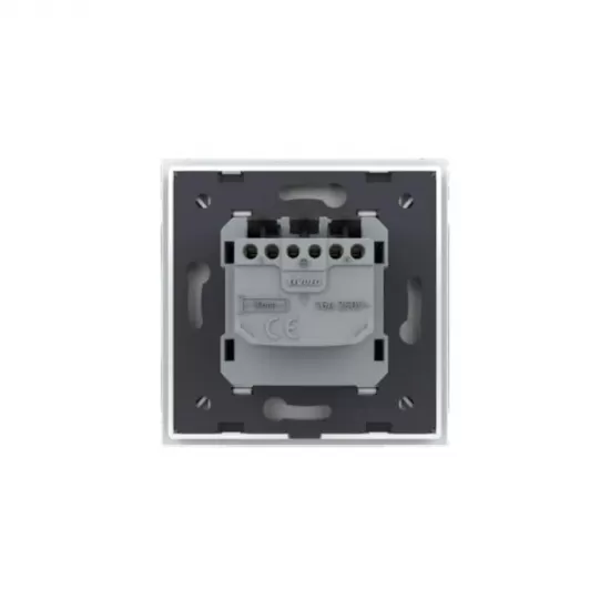 Priza Schuko simpla, borne fara surub, cu rama sticla, Gri, Livolo Priza Schuko simpla, borne fara surub, cu rama sticla, Gri, Livolo