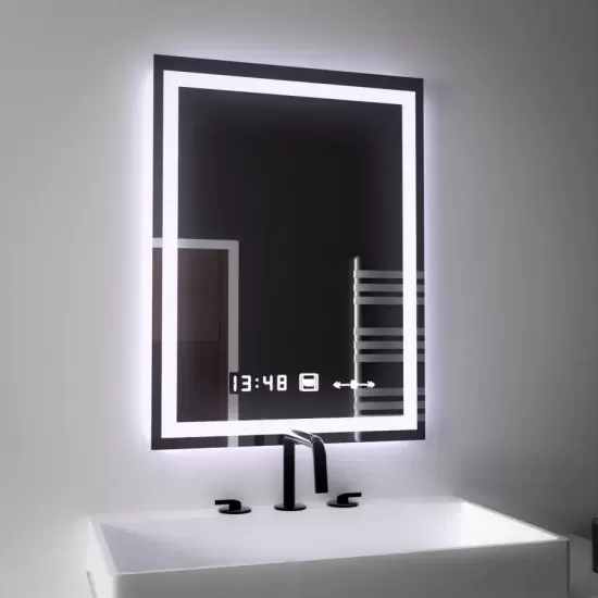 Oglinda LED Senzor Venero, cu functie Dezaburire si Ceas 45x60cm, colectia Marcello Funghi Oglinda LED Senzor Venero, cu functie Dezaburire si Ceas 45x60cm, colectia Marcello Funghi