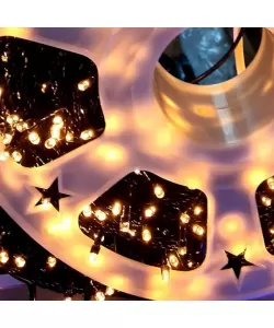 Rola Instalatie 500 Leduri, 50 m, Led Cilindric, Fir Negru, Alb/Albastru/Galben/Multicolor - Galben