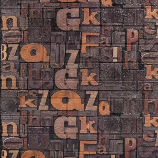 Set 10xTapet 3D Autoadeziv Maro din spuma moale, 80cmx70cmx6mm, Model Litere Maro Inchis