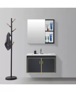 Set Mobilier Baie, Negru, PVC, T346/80