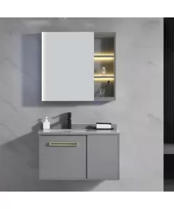 Set Mobilier pentru Baie 60x47cm 3 Piese Gri