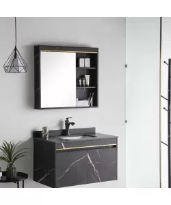 Set Mobilier pentru Baie 60x50cm 3 Piese Negru