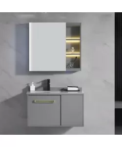 Set Mobilier pentru Baie 80x47cm 3 Piese Gri