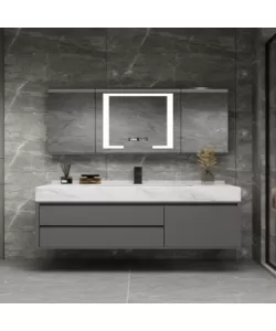 Set Mobilier pentru Baie 80x50cm 3 Piese Gri Alb