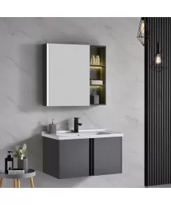 Set Mobilier pentru Baie 81x48cm 3 Piese Gri