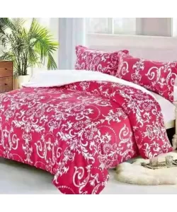 Set Pilota Rosu cu Alb, Pat 2 Persoane, 3 Piese, Cocolino, B21/27 Set Pilota Rosu cu Alb, Pat 2 Persoane, 3 Piese, Cocolino, B21/27