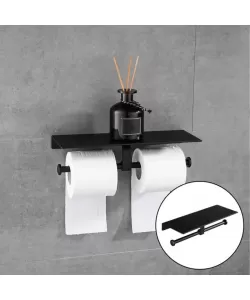 Suport Hartie Igienica cu Suport Telefon/Parfum Negru GJ602
