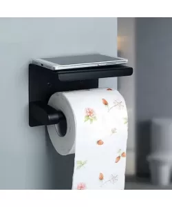 Suport Hartie Igienica cu Suport Telefon/Parfum Negru GJ626