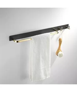 Suport Prosop si Accesorii Baie Negru Auriu GJ621