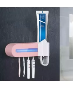 Suport cu Sterilizator UV pentru Periute de Dinti si Dozator Pasta