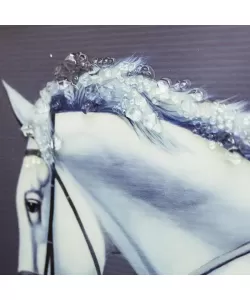 Tablou Cal Alb cu Coama Alba 43x33cm, Rama Bronz, TBL19/BZ