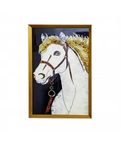 Tablou Cal cu Coama Aurie 61x41cm, Rama Bronz/Rama Aurie, TBL8/BZ - Bronz