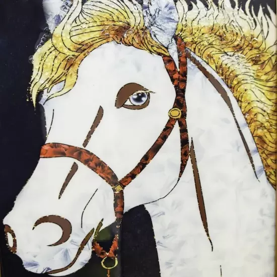 Tablou Cal cu Coama Aurie 61x41cm, Rama Bronz/Rama Aurie, TBL8/BZ - Bronz