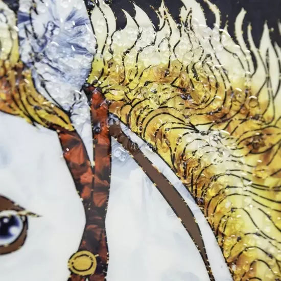 Tablou Cal cu Coama Aurie 61x41cm, Rama Bronz/Rama Aurie, TBL8/BZ - Bronz