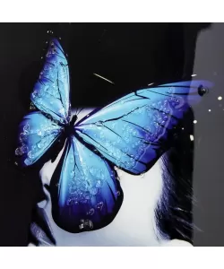 Tablou Femeia cu Fluture Turcoaz 61x41cm, Rama Aurie, TBL13/AU