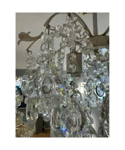 Candelabru Cristal Anastasis, 4*E27, Alb, Metal si Cristal