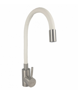 Baterie bucatarie din otel inoxidabil, Monocomanda, Racorduri incluse, MIXXUS SUS-011 REFL WHITE