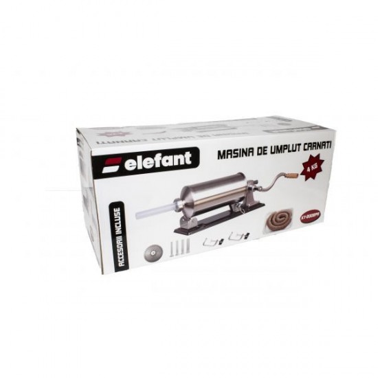 Aparat de umplut Carnati Elefant KY-2008PA, 4 kg, metal/inox, Orizontal/Rabatabil 4 palnii, prindere de masa